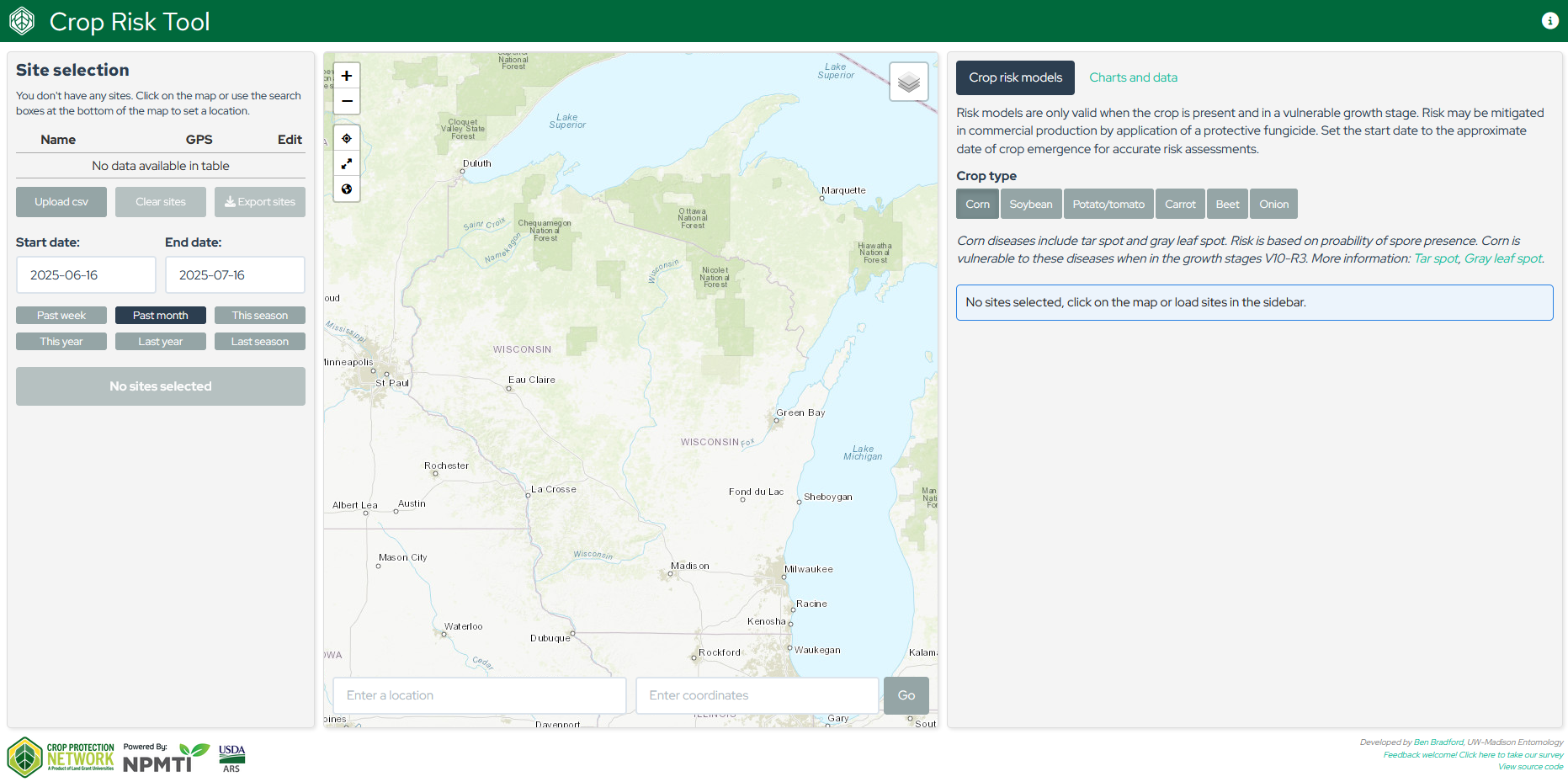 Crop Risk Tool Screen